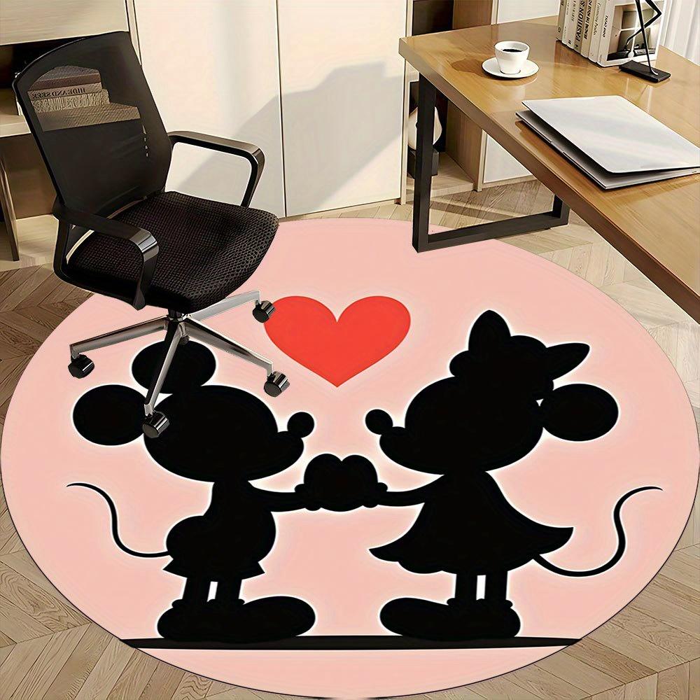 

1pc Love in Motion Mickey & Minnie Silhouette Round Rug - Perfect for Office, Living Room, Bedroom Decor with Non-Slip Backing -0412221 80cm by 80cm