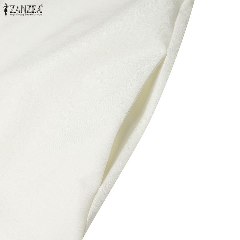 ZANZEA Lässiges, lockeres Langarmkleid für Damen mit Stehkragen