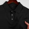 Men's Short Sleeve Polo Shirt with Textured Pattern Classic Fit Button Down Collar Lightweight Casual Top