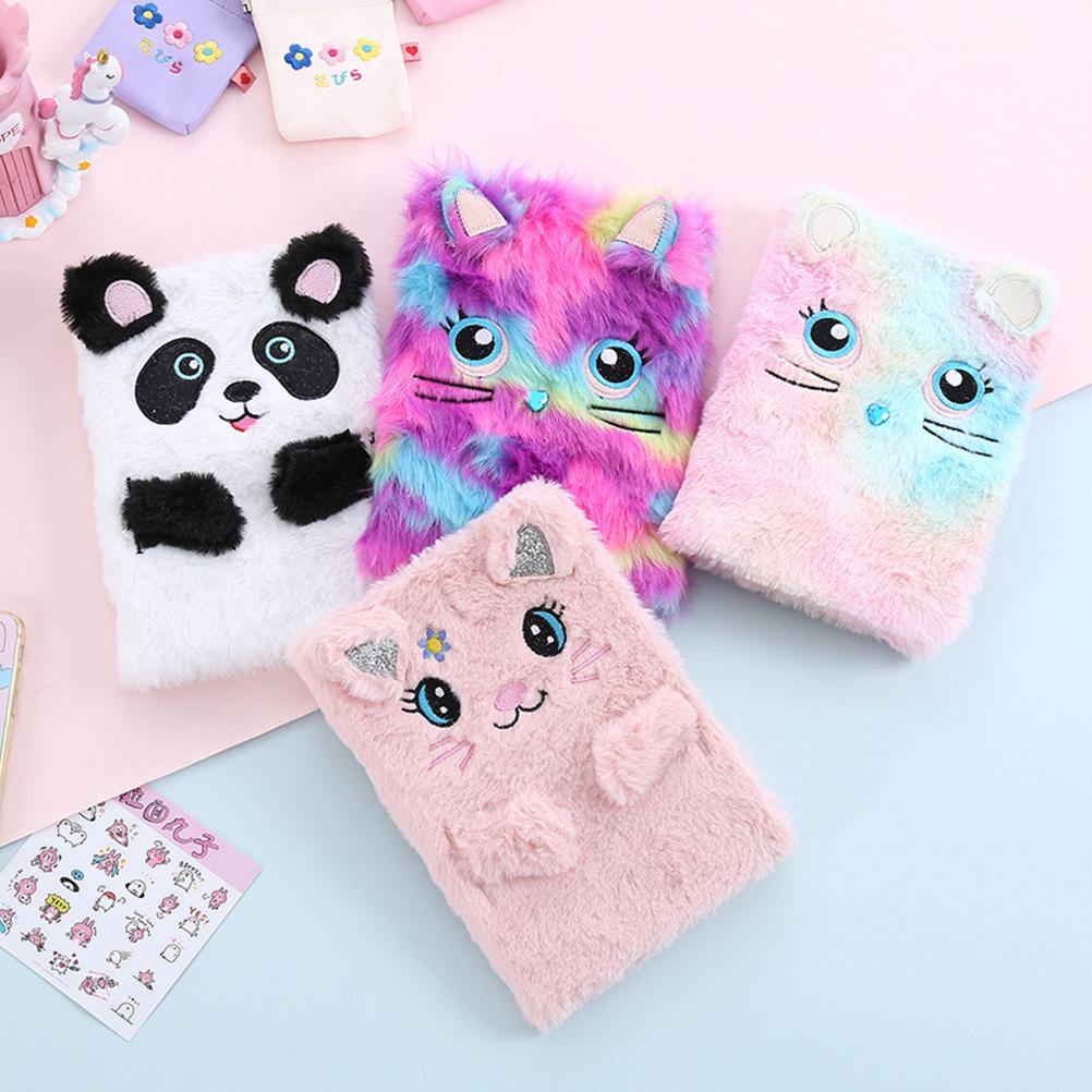 Fluffy Plush Cartoon Notebook Cute Diary Book Notepad Travel Journal Book for Students