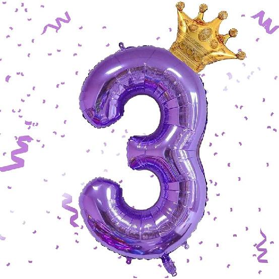 Purple 1 Balloon 40 Inch,Giant Number 1 & Mini Crown Balloons Set for Girl Boy 1st Birthday Party Decorations,Purple Birthday Party Decorations