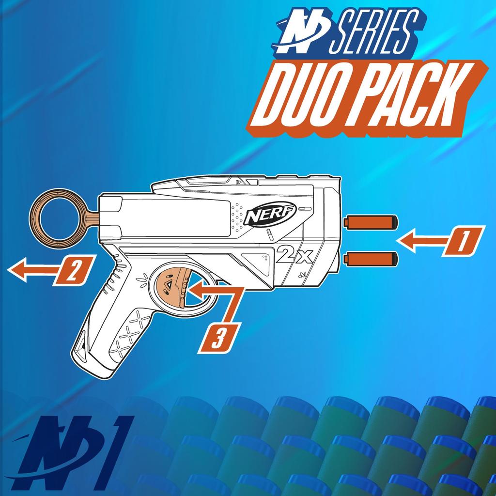 Hasbro Nerf N Series Duo Two 12 Official N1 N Series Outdoor Ages Authentic Pack Blasters, Darts, Compatible, Kids' Game, 8+, G1492,