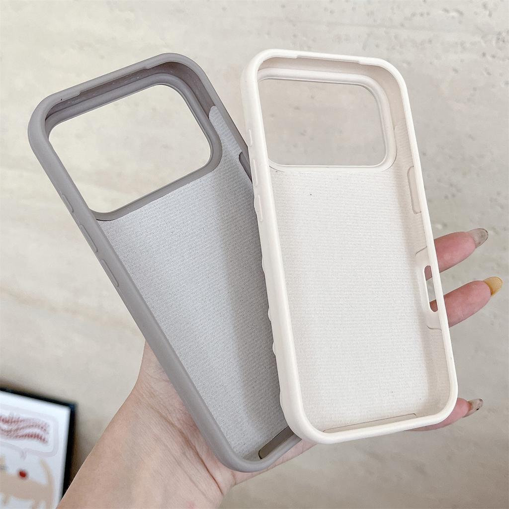 For iPhone 17 Pro Max Case Suction Cup Silicone Phone Cover with Fabric Lining