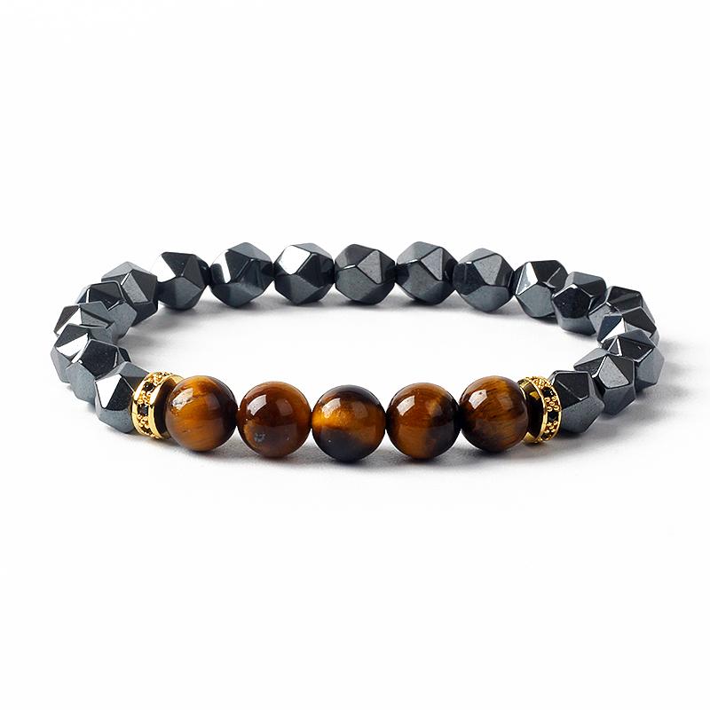 Facted Natural Obsidian Hematite Tiger Eye Beads Bracelets Men for Magnetic Health Protection Women Soul Jewelry Pulsera Hombre