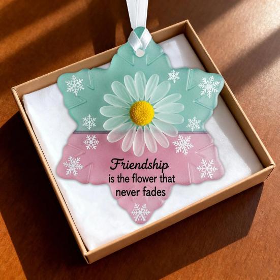 Yousheng Sea Glass Art Friendship Ornament Snowflake/Shell Shaped Christmas Tree Hanging Ornaments Handmade Sea Glass Art Friendship Keepsake for Best