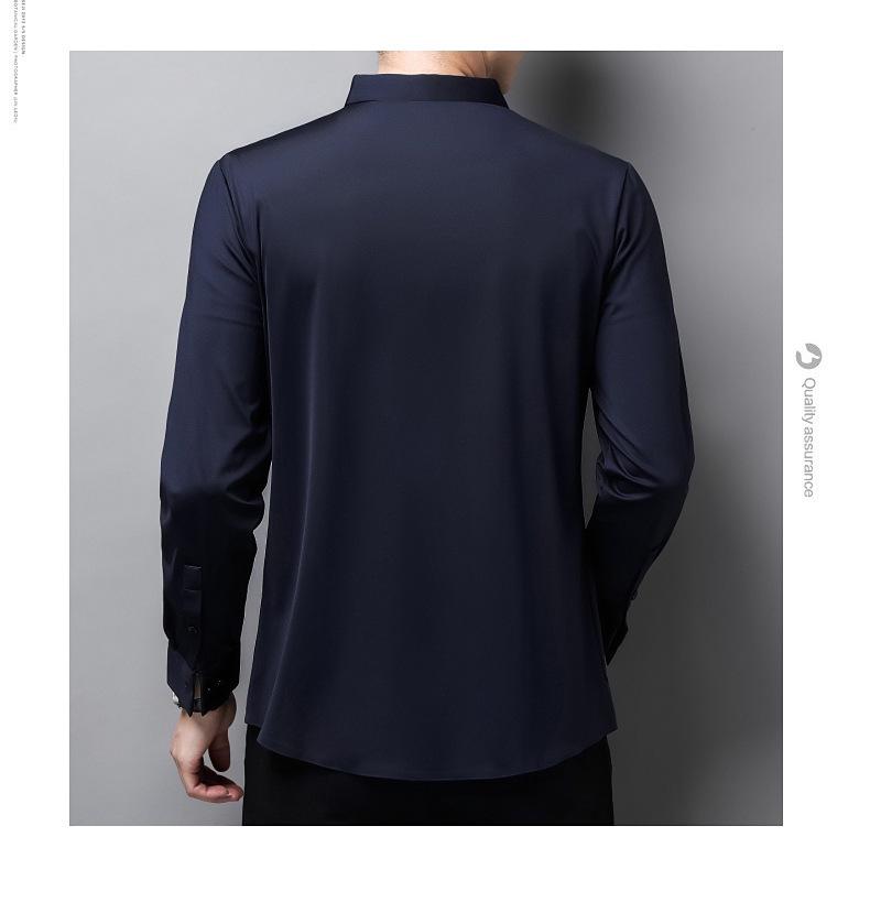 Men's Solid Color Stretch Long-Sleeve Button-Down Shirt - Autumn 2022