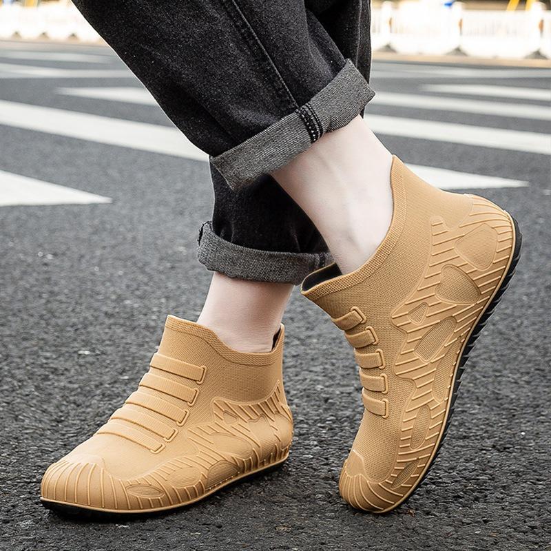 New Men's Rain Shoes Fashionable Outer Wear Waterproof Shoes Wear-resistant Non-slip Water Boots Men's Short Rubber Shoes Rain Boots