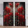 2 Pack Sparkling Red Rose Print Curtains   Flat Print Design   Polyester Fabric   Living Room Bedroom Window Decor   Suitable for El