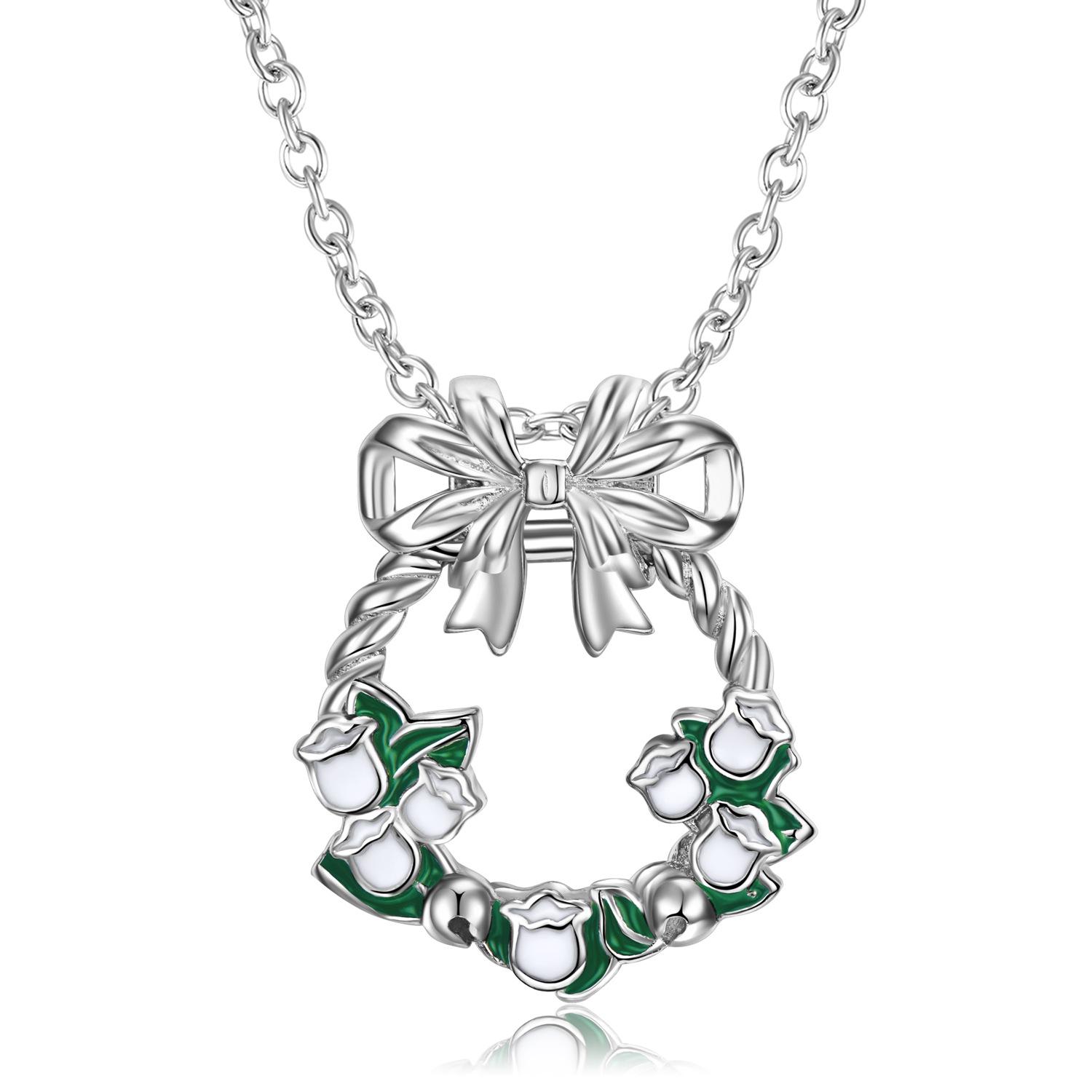 

S925 серебро кулон с бантом и гирляндой, ожерелье 5A с цирконием, женская цепочка на ключицы, свадебные роскошные ювелирные украшения