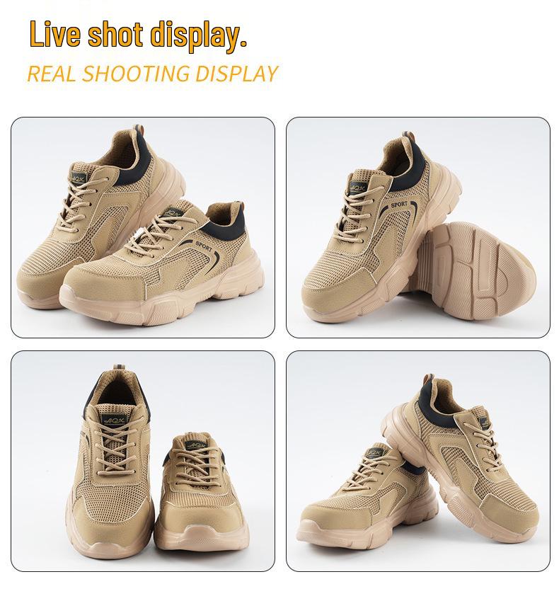 Men's Lightweight Breathable Mesh Safety Shoes - Anti-Smash, Anti-Puncture, Anti-Slip Soft Sole Work Shoes.