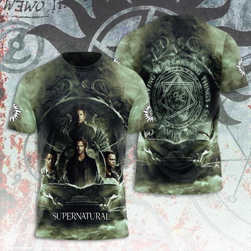 New Supernatural TV Series T-Shirts Men Short Sleeve Streetwear T Shirt Oversized Harajuku Tees Tops Man Clothing