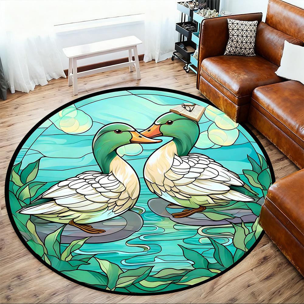 1pc Ducks Pond Round Chair Mat Office Area Rug - Non-Slip, Floor Mat for Office, Bedroom, Ideal Home Decor Gift C0112138