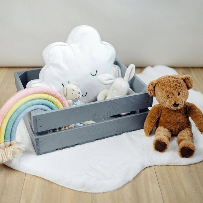 Caisse en bois - CREATIVE DECO - Gris - Vintage - 40 x 30 x 15 cm