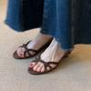 Fashion French Sandals Fashion 2025 New Summer Open-toed Roman Wedges Outdoor Comfortable High Heels One-word Buckle