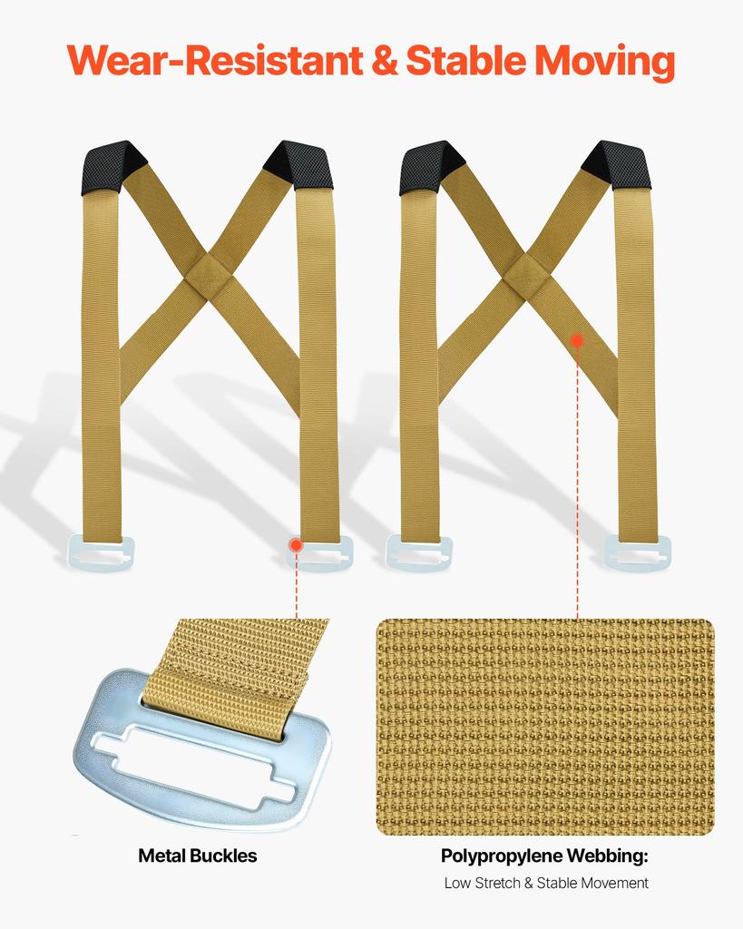 VEVOR Moving Straps, 2-Person Lifting and Moving System with 2 Harness Straps, 2 Load-bearing Straps & 1 Handheld Strap