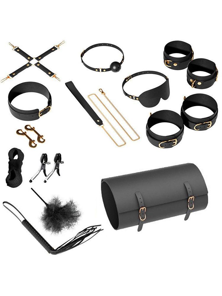 Erotic Set Sexy Leather Plush Sex Toys Bondage Kit Handcuffs Feather Blindfold Flirt Exotic Accessories Couples Adult Games