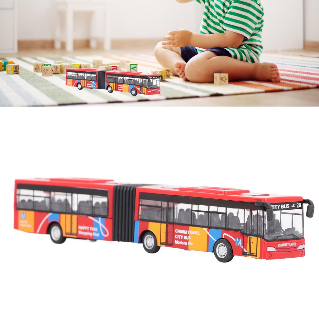 Pull Back Alloy Bus Extended Length Full Function   Structure Educational Alloy Bus Vehicle Model Toy