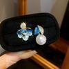 Elegant French Retro Floral Pearl Earrings - Geometric, Versatile, High-End Design for Women