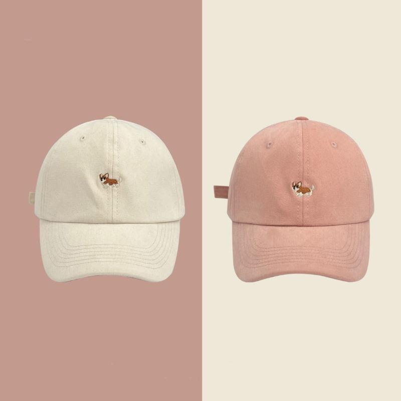 Cartoon cute corgi puppy cap children spring and summer simple versatile soft top embroidered baseball cap couple