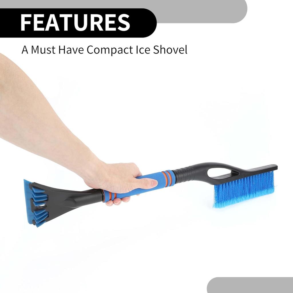 1pc 60x11cm Universal Car Ice Scraper Brush with Broom - SUV Snow Frost Remover for Car Truck RV Windscreen Side Window Anti Crash - Plastic Blue