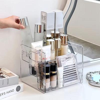 Transparent Desktop Cosmetic Organizer Multi-layer Dressing Table Organizer Shelf Cosmetic Storage Box Multifunctional