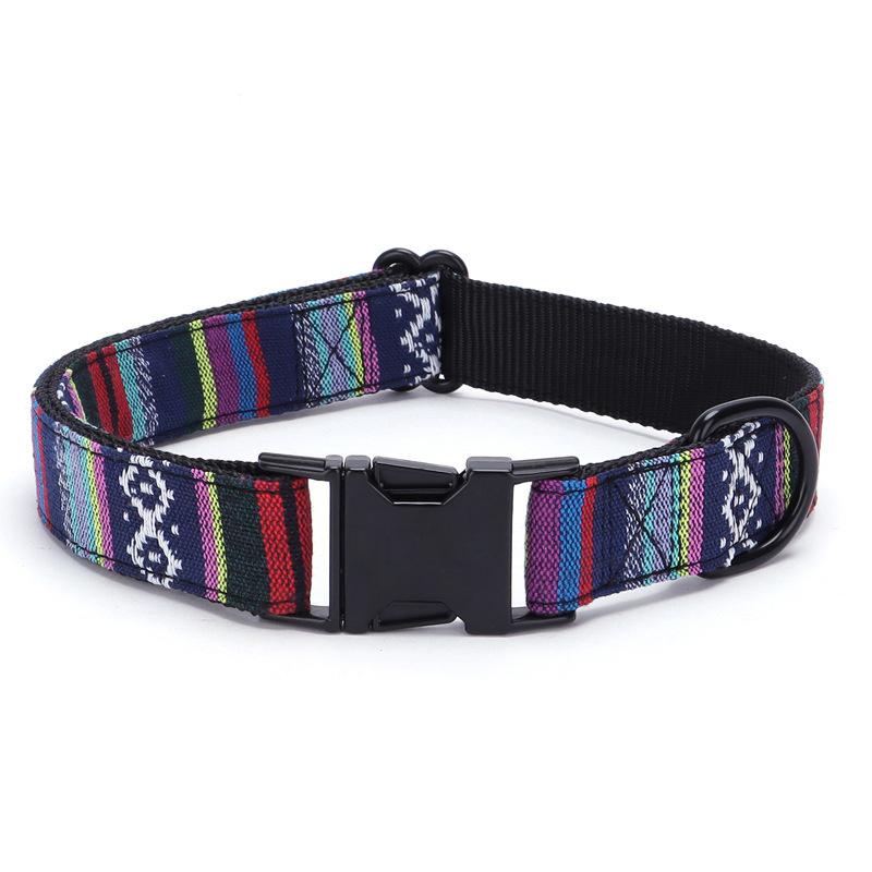 

Классический регулируемый ошейник для собак, ошейник в полоску в богемном стиле для домашних животных, этнические ошейники для домашних животных с металлической пряжкой для средних и больших собак, аксессуары S