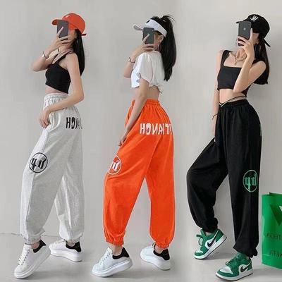 Calças de moletom femininas estilo americano de verão 2023, estilo hip-hop solto, dança jazz
