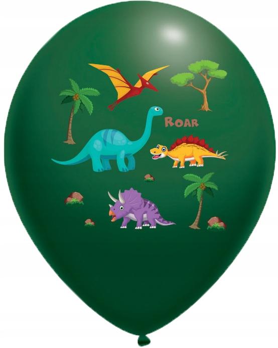 Balony Pastelowe Nadruk Dino 14 Cali 10 Szt.