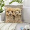 45X45Cm Christmas Retro Two Alpaca Print Pillow Cover Winter Cushion New Year Home Decor Sofa Pillowcase Car Cushion Cover