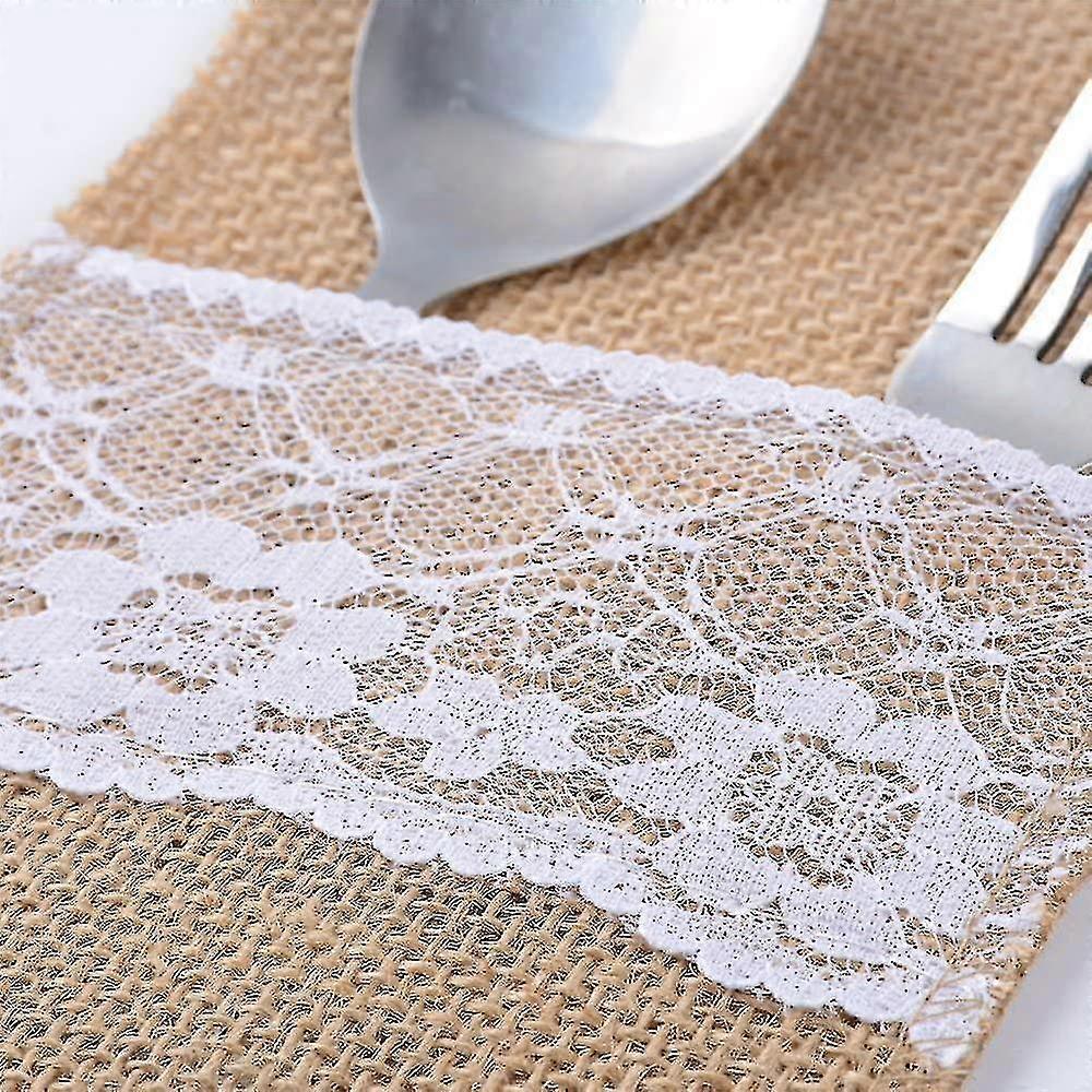 40pcs Covered Bag Burlap Lace Covered Pouch Covered Holder Vintage Christmas