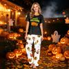 Family Matching Halloween Printed Loungewear Set with Short Sleeve Top and Pants