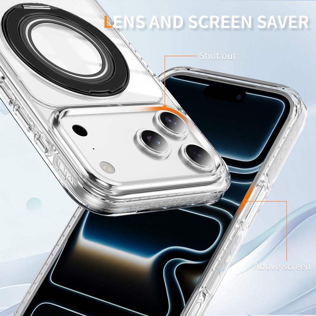 Magnetic 360° Stand for iPhone 12-17 Pro Max Case  Magnet Wireless Charging Kickstand Cover for iPhone 15 16 17 Pro Max