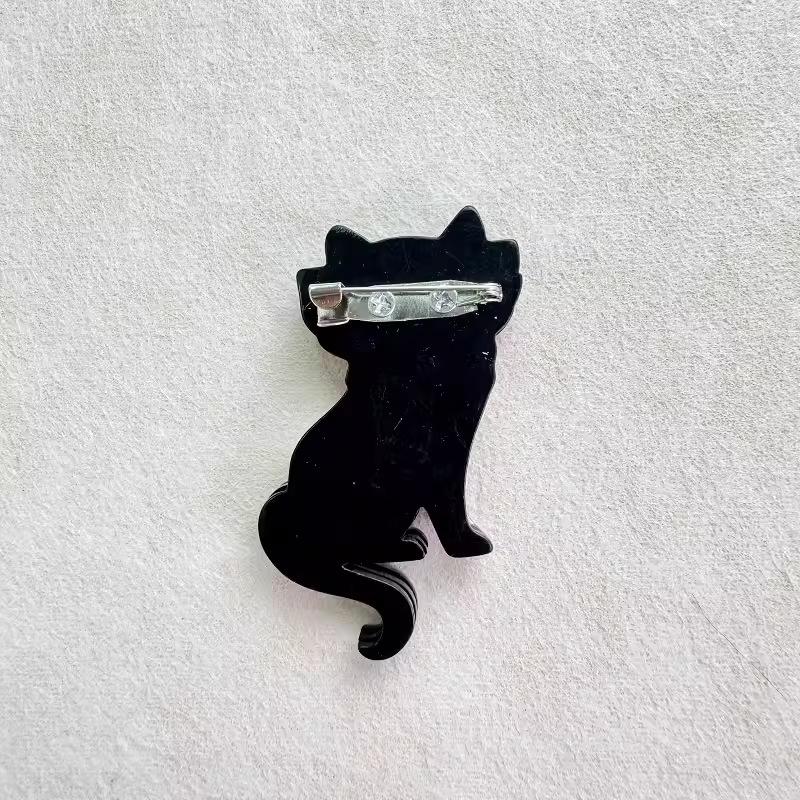 Cartoon Trendy Cool Eyes Small Black Cat Brooch Acrylic Fashion Personality New Trend Niche Accessories Animal Versatile