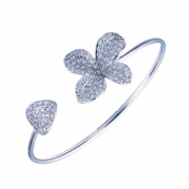 S0124 Simple Women'S Open Bracelet, Slightly Inlaid With Aaa Zircon