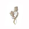 Tulip Brooch with Diamonds & Pearls - Women's Floral Pin with Secure Anti-exposure Fastener