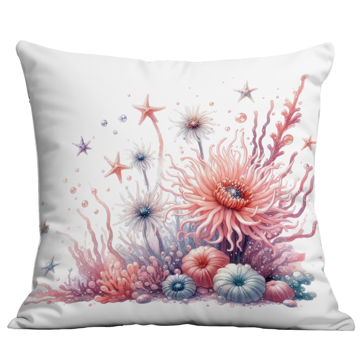 Новая летняя наволочка с морскими обитателями Милая разноцветная с принтом для домашнего дивана Подушка Премиальное качество Прочная Полезная 45 45Cm 1190₽