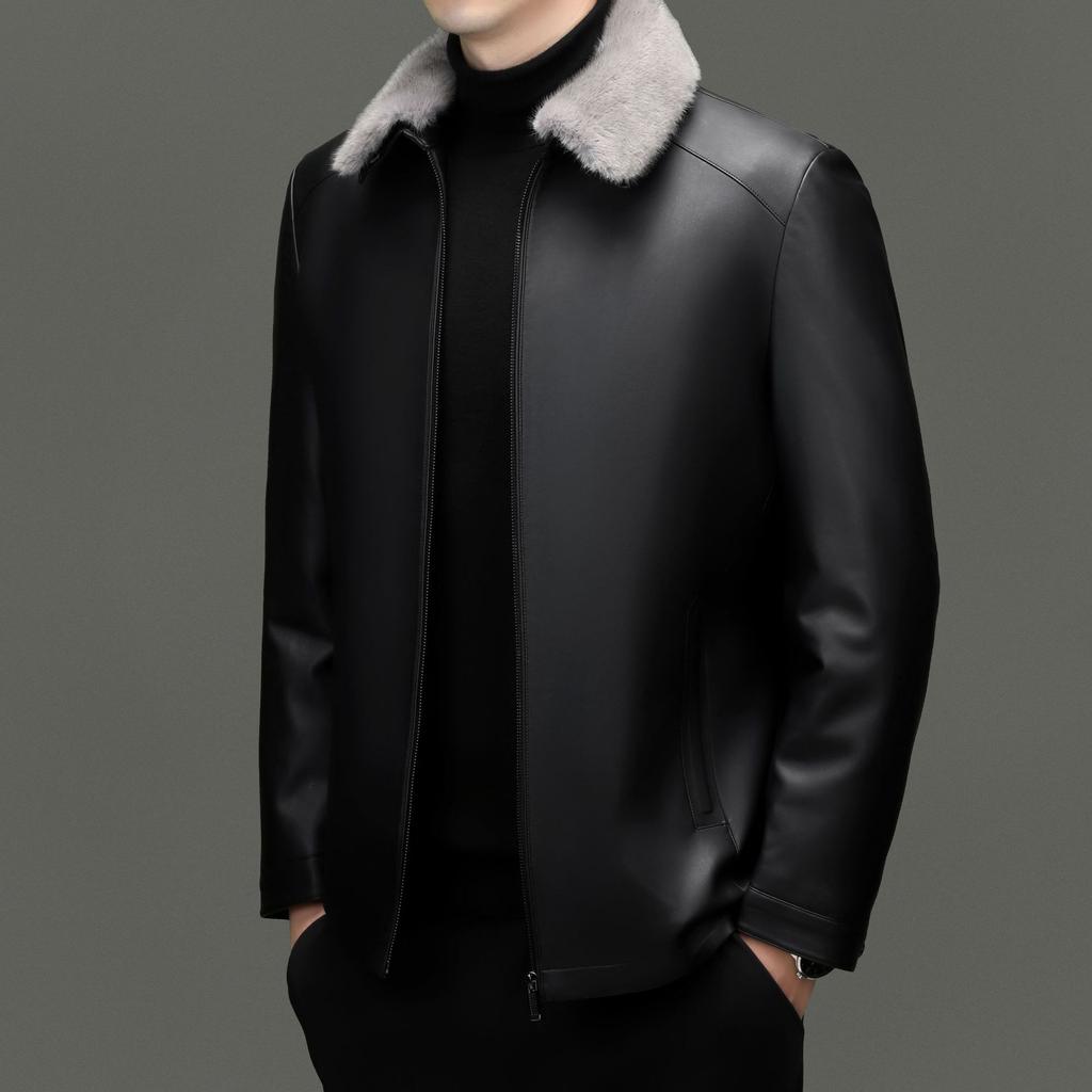 Men's Genuine Leather Jacket New First Layer Sheepskin Men's Business Casual Slim Fit Jacket
