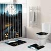 Halloween Bathroom Shower Curtain Floor Mat Combination Four-Piece Set Bathroom Toilet Carpet Door Mat