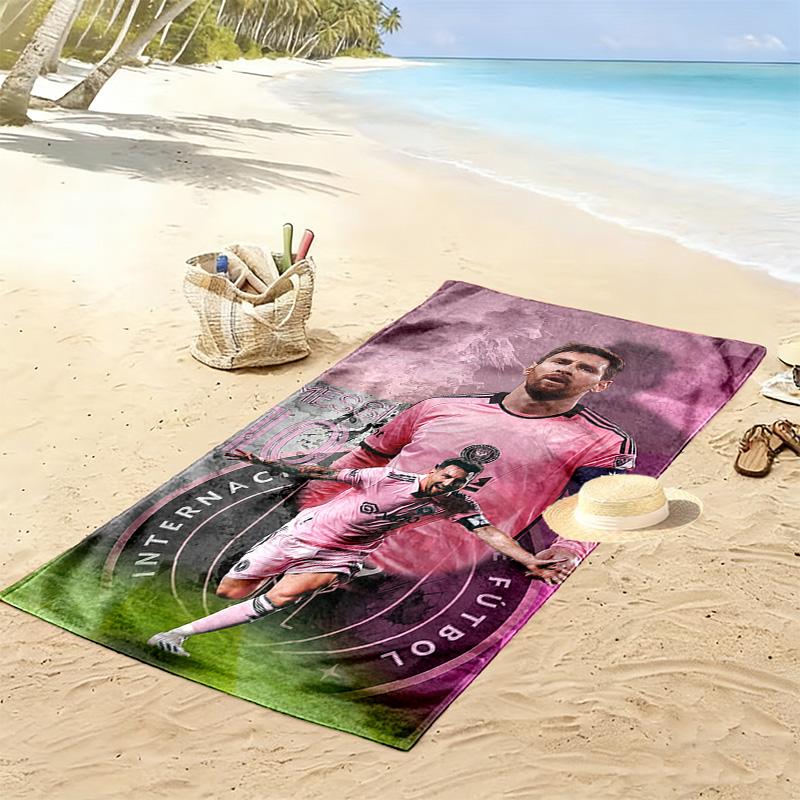 Asciugamano da Spiaggia con Stampa di Lionel Messi, Asciugamano Grande Morbido ad Asciugatura Rapida per Spiaggia Campeggio Nuoto