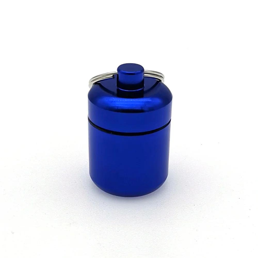 

Мини Портативный алюминиевый футляр для таблеток, брелок для ключей, карманный контейнер для таблеток, футляр для переноски бутылок, беруши для защиты органов слуха синий