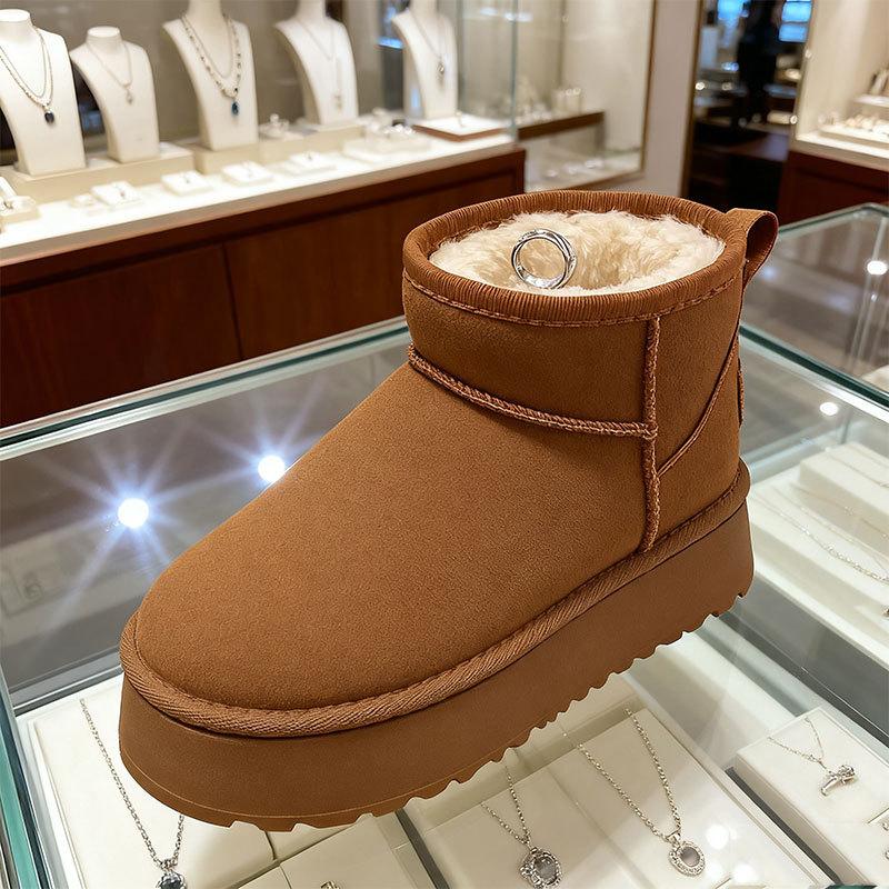 

Зимние женские теплые короткие ботинки, утепленные, удобные хлопковые ботинки, уличные ботинки на толстой подошве, женские 40 коричневый