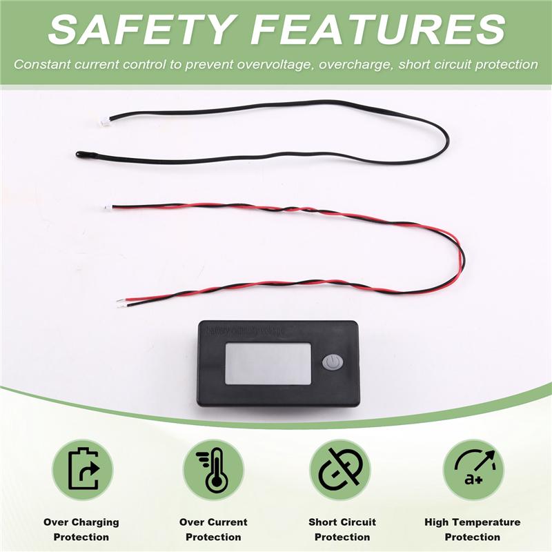 Golf Cart For Rv Vehicle Battery Meter LCD Display Volt Meter 10-100V Voltage Indicator Temperature Gauge For Cars Yacht