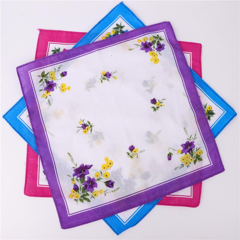 3Pcs 28x28cm 100% Cotton Vintage Flower Printed Women Lady Handkerchief Wedding Party Gift Random Color