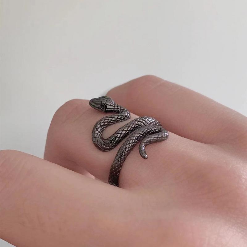 Black Gold Spirit Snake Ring - Women s Trendy Design, Luxurious & Versatile Index Finger Accessory Adjustable Open