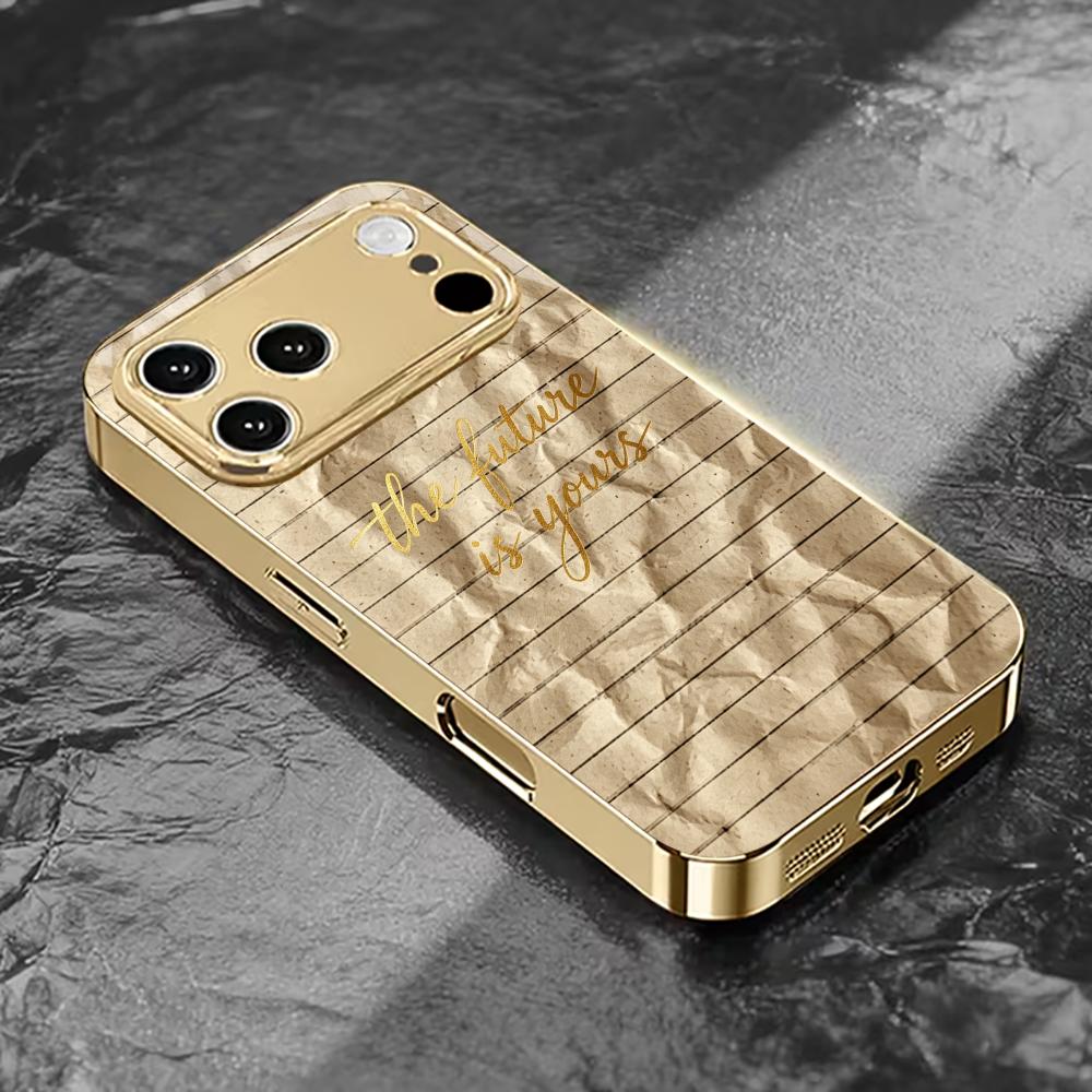 New Golden Quote Paper phone case for funda iphone for iphone 17 pro max cover glass for iPhone 17 16 15 14 13 12pm Pro Plus