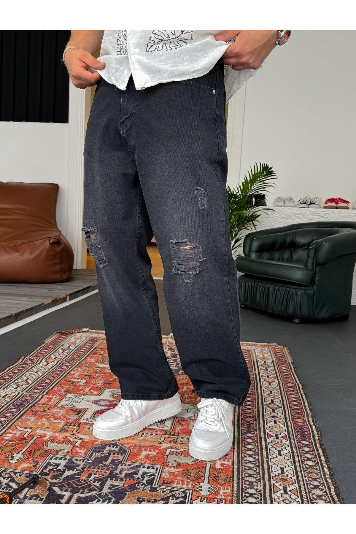 

Женские модные брюки большого размера, черные рваные мешковатые джинсы Ke-446 450