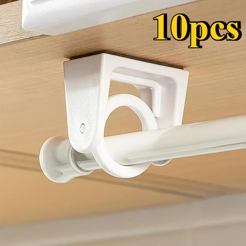 2 pcs 360° Swivel Tension Rod Holder - No Drill Strong Adhesive Hook for Towel & Shower Curtain Rods