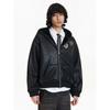 Blaexit Winter Retro Embroidered Badge Cotton Lamb Wool Padded Leather Jacket Men's Thickened Hooded Cotton Coat