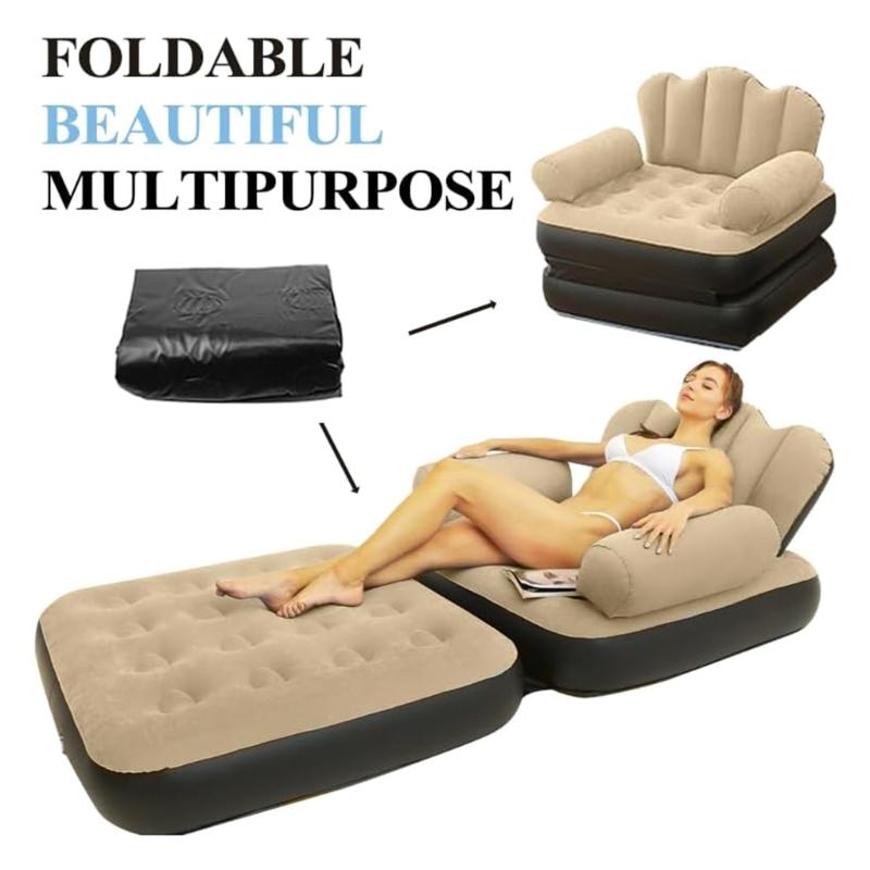Multiple Position Adjustable Air Sofa Bed Waterproof PVC Fabric Foldable Furniture For Apartment Dorm Outdoor Relaxation