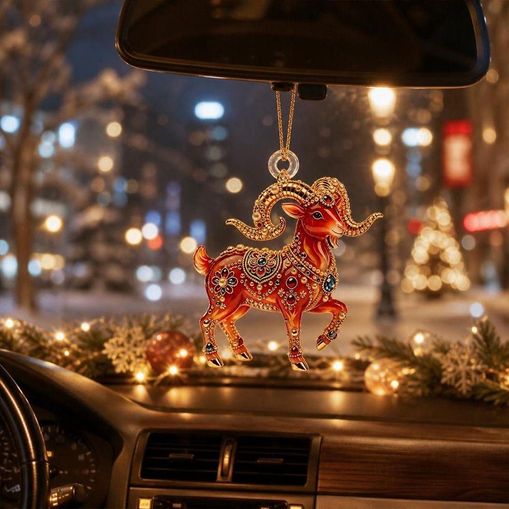 Shining Goat Hanging Ornament 2D Flat Animal Hanging Decoration  Holiday Party Decor